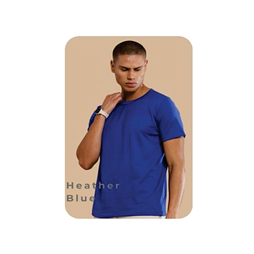Heather Blue Sustainable 3D Crew Neck T-Shirt