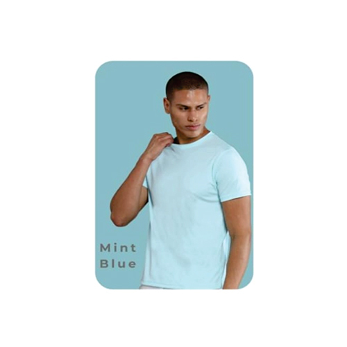 Mobilitee Mint Blue Crew Neck Polyester T-Shirt