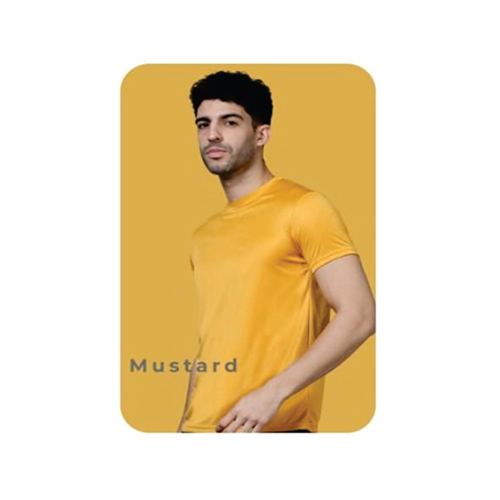 Mobilitee Mustard Crew Neck Polyester T-Shirt