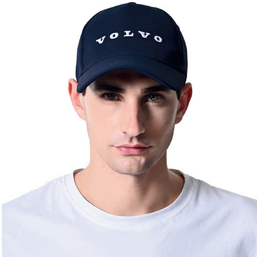 Mens Navy Blue Volvo Printed Ribbed Cord Cap