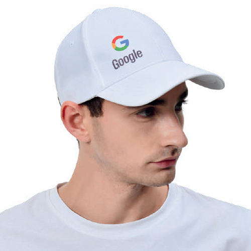 Mens White Google Printed Interlock Semi Scuba Intello Fit Cap
