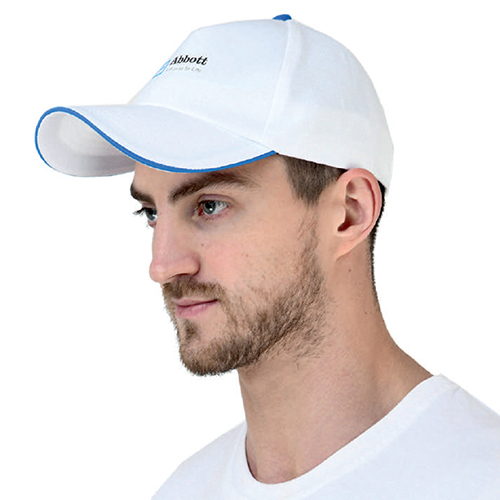 Mens White Abbott Printed Cotton Twill Cap