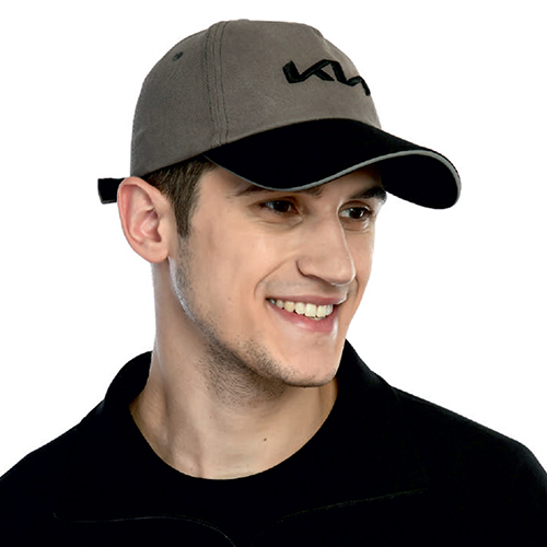 Mens Grey Black KIA Printed Cotton Twill Cap