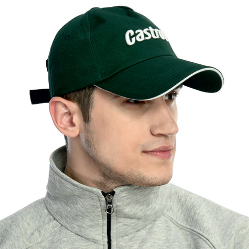 Mens Bottle Green Castrol Printed Cotton Twill Cap