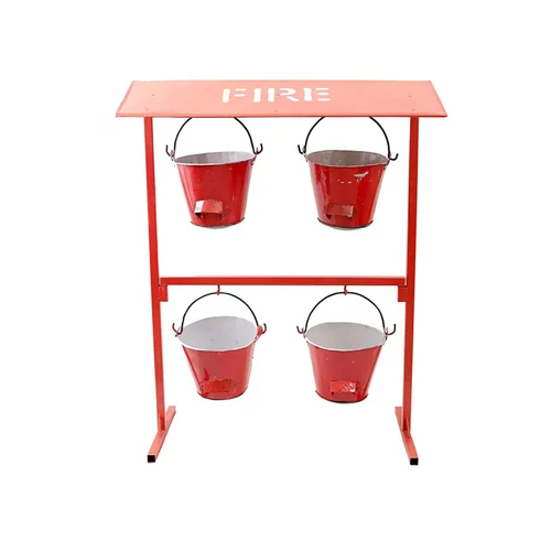 4 Fire Buckets With Stand With Canopy