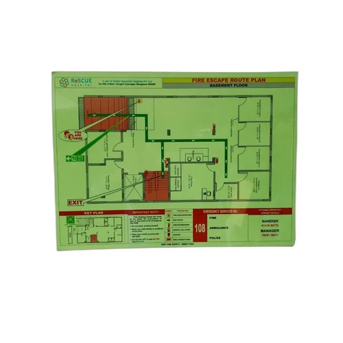 Fire Escape Route Plan Glow A2 Size Complete