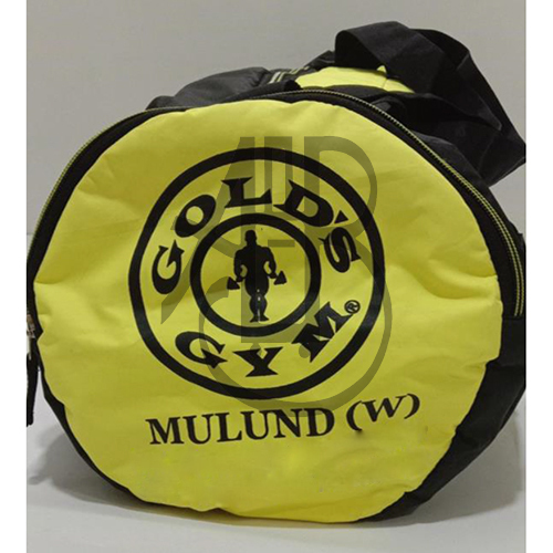 Polyester Gym Bag - Various Sizes, Black And Yellow Color, Loop Handles For Convenient Carrying, Secure Zip Closure
