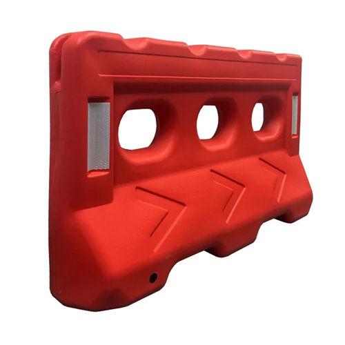Red Plastic Traffic Barrier - Color: Silver