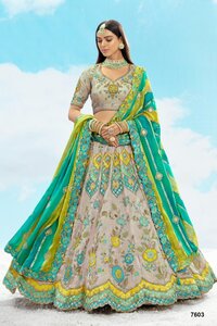 LEHENGA - FANCY SILK WITH CUT WORK BORDER