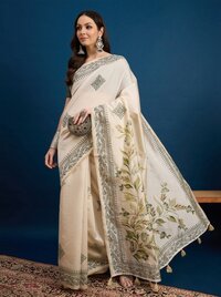 PURE ART TUSSER SILK BLOCK PRINT SAREE
