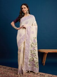 PURE ART TUSSER SILK BLOCK PRINT SAREE