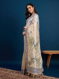 PURE ART TUSSER SILK BLOCK PRINT SAREE