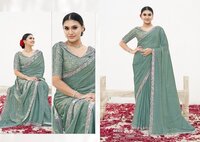 PURE NC MALAI SILK HEAVY SWAROVSKI WORK SAREE