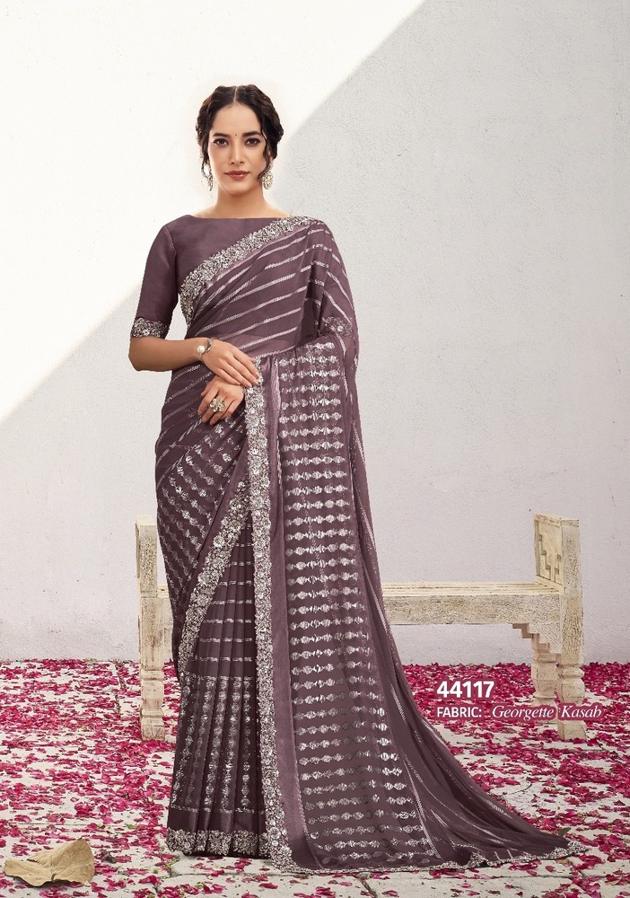 PURE NC MALAI SILK HEAVY SWAROVSKI WORK SAREE