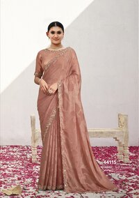 PURE NC MALAI SILK HEAVY SWAROVSKI WORK SAREE