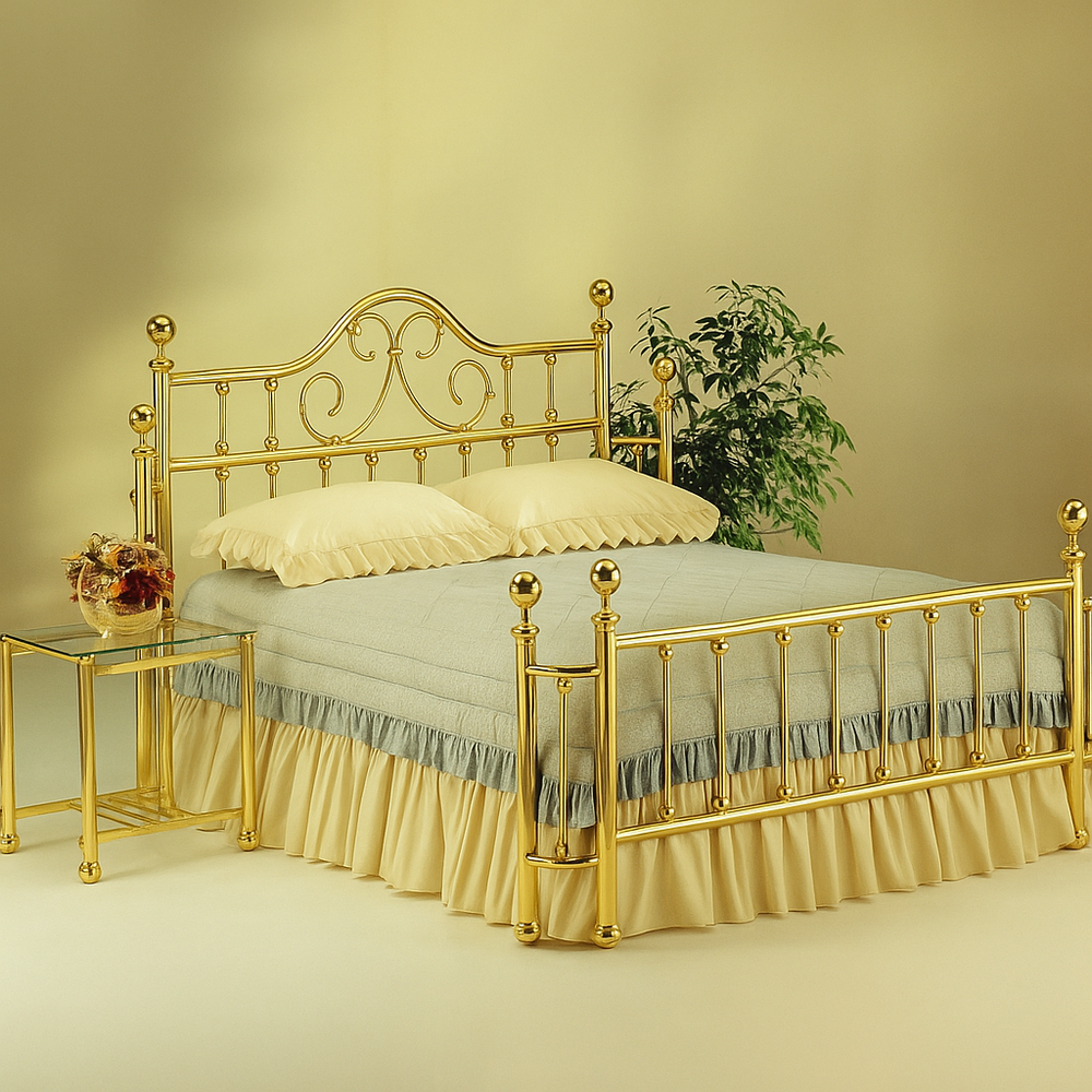 Modern Brass Bed - Color: Golden