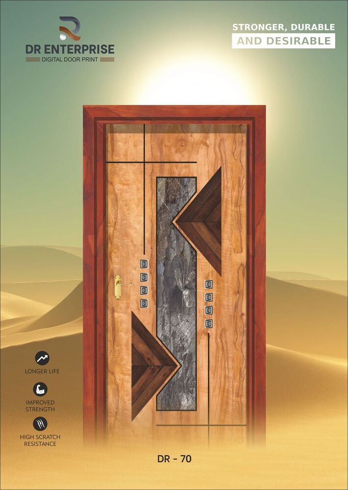 Wooden Carving Laminated Door Paper Print