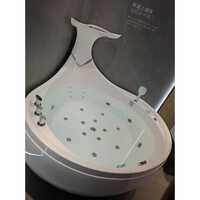 Vivisa Dolphin Water Falls Corner Round Bathtub - Color: White