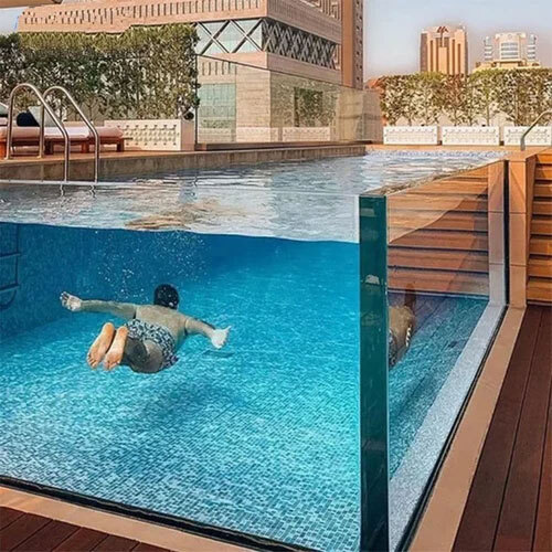 100 MM SOLID TRANSPARENT ACRYLIC GLASS SWIMMING POOL