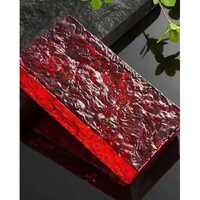 Vivisa Glass Block - Glass Material, 100 X 200 Mm Size, Vibrant Red Color, Glossy Surface - Elegant Plain Pattern For Contemporary Interiors