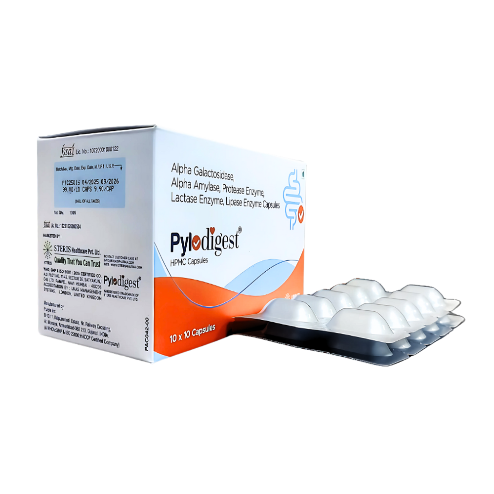 Alpha Galactosidase, Lipase, Alpha Amylase, Protease And Lactase Capsules - Digestive Enzyme Formula, Promotes Nutrient Absorption & Reduces Bloating