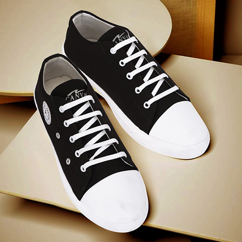 Canvas Fancy Black Sports Shoes