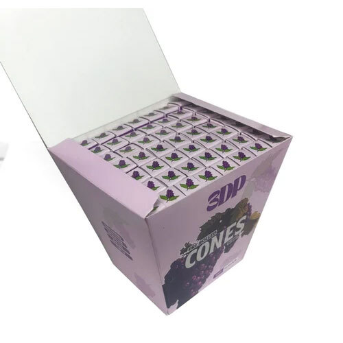 3dp Pre Rolled Cones - Grape Flavor - Color: White