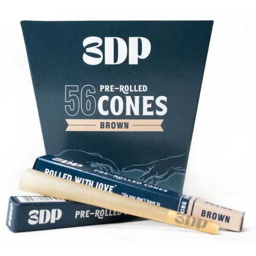 3Dp Pre Rolled Cones Unbleached King Size (Box Of 56) - Color: Brown