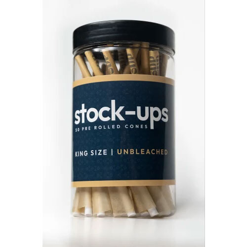 3dp Stock Ups Pack Of 50 King Size Pre Rolled Cones Unbleached - Color: Brown