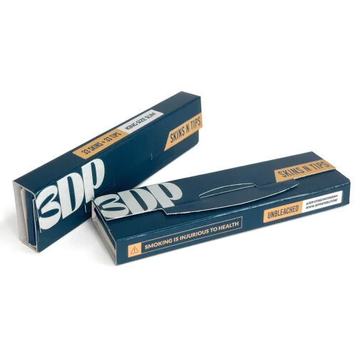 3Dp Skins N Tips Unbleached Brown Rolling Papers With Roach - Color: White