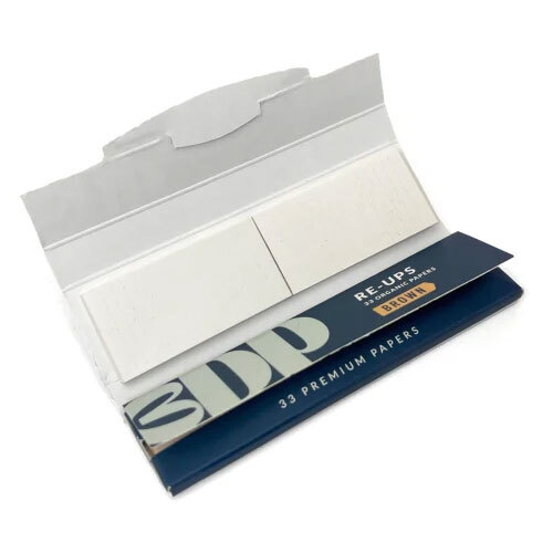 3dp Skins N Tips Unbleached Brown Rolling Papers With Roach - Color: White