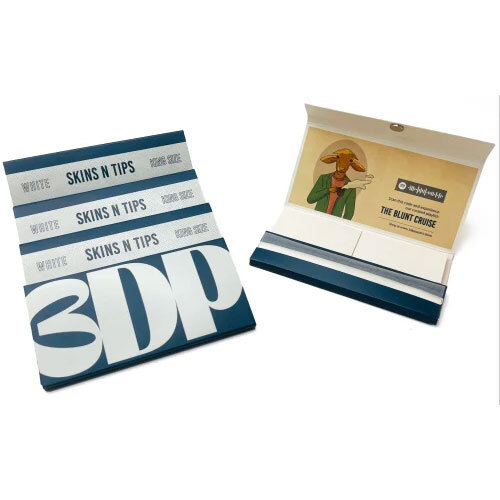 3Dp Skins N Tips White Unbleached Rolling Papers With Filter Tips - Shape: Rectangular