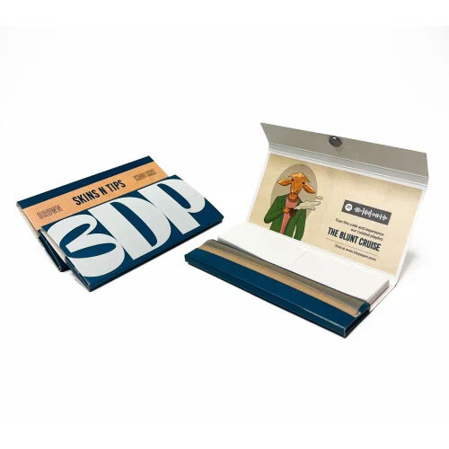 3dp Skins N Tips Brown Unbleached Rolling Papers With Roach - Shape: Rectangular