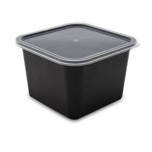 500ml Black Disposable square plastic food container
