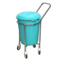 Solid Linen Trolley With Plastic Basket - Color: Green