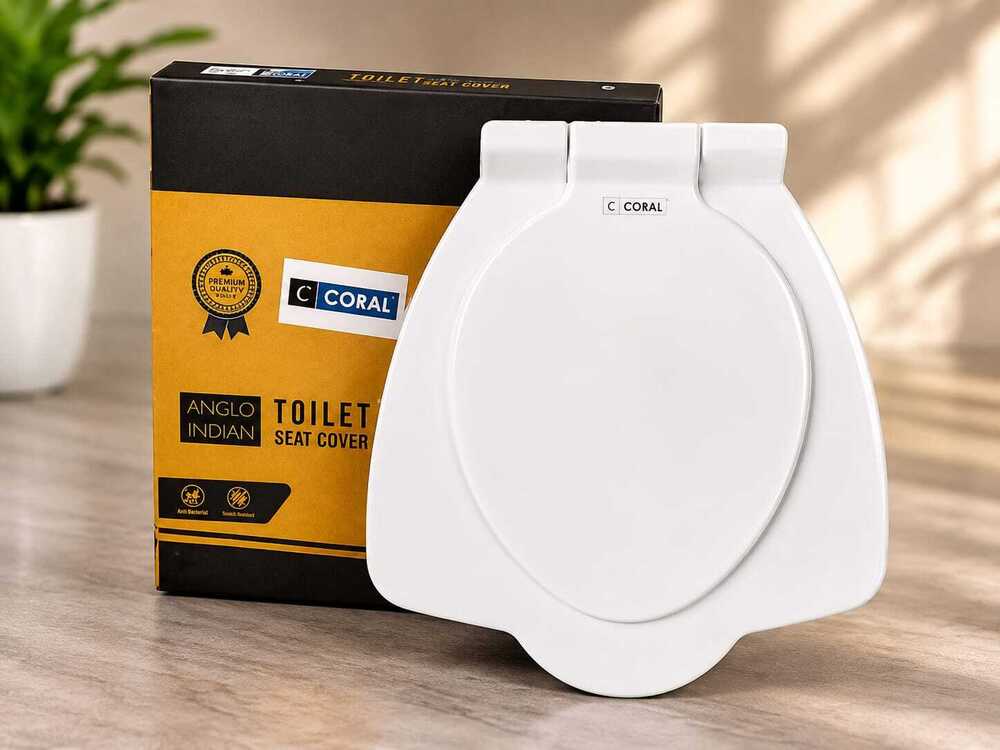 Toilet Seat Cover - Plastic, Standard Size, Round Shape, Glossy White Finish | Ideal for Home Use and Enhancing Bathroom Aesthetics