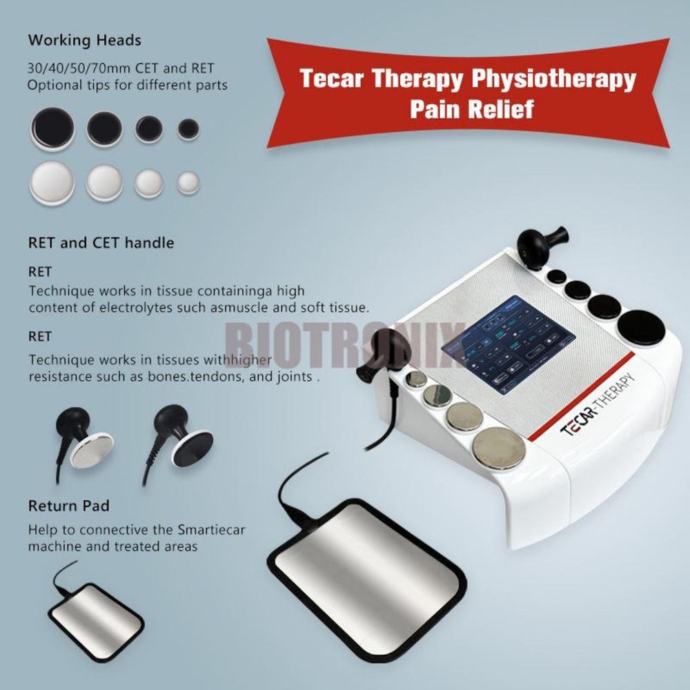Tecar Therapy Diathermy Machine, CET RET For Sports Rehabilitator Sport Therapist, 4 Modes and 10 Body Parts To Choose From, 300~448KHz Therapy Machine For Body Pain