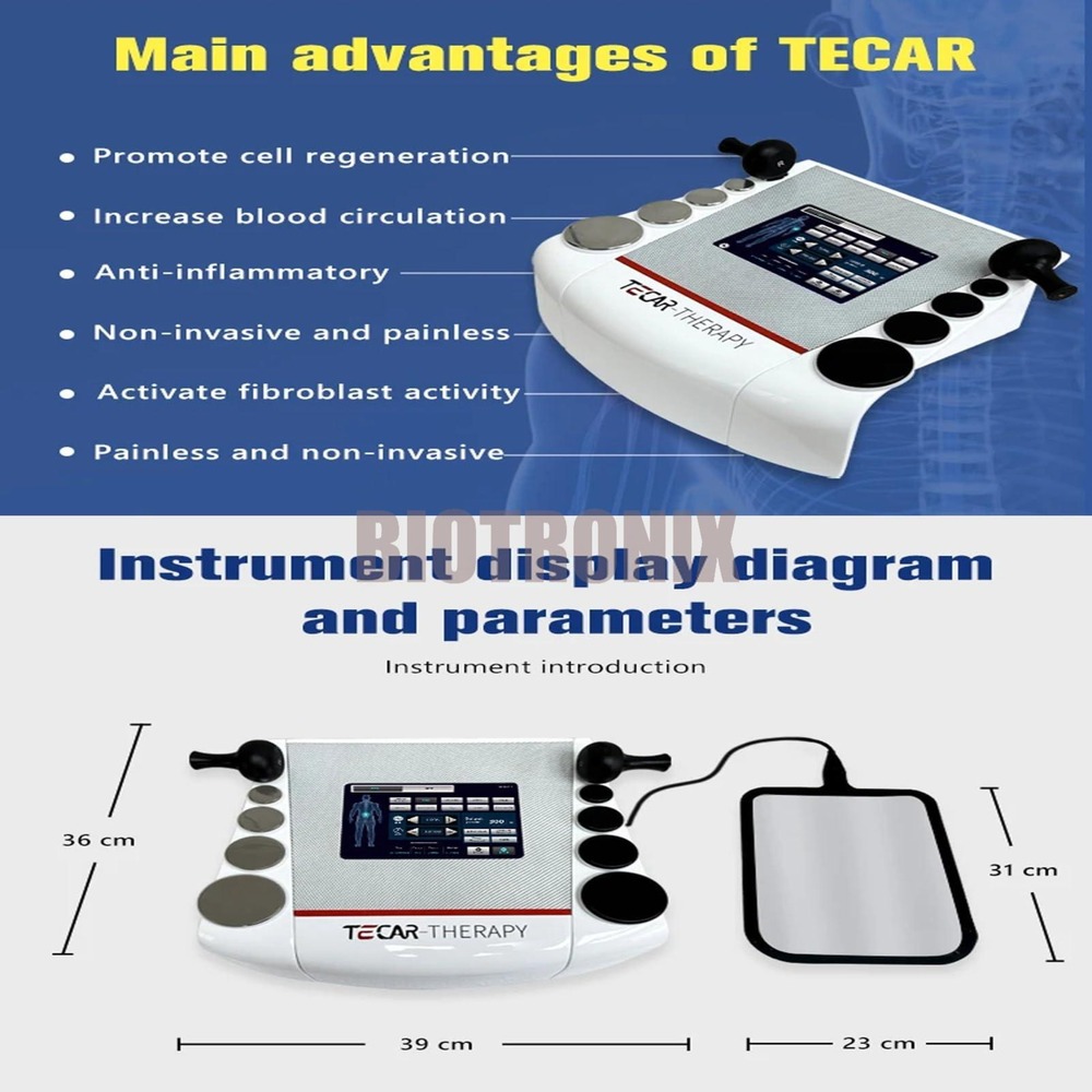 Tecar Therapy Diathermy Machine, CET RET For Sports Rehabilitator Sport Therapist, 4 Modes and 10 Body Parts To Choose From, 300~448KHz Therapy Machine For Body Pain