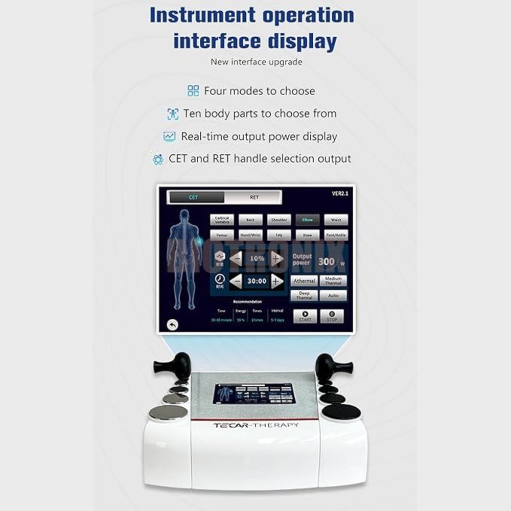 Tecar Therapy Machine For Body Pain, CET RET For Sports Rehabilitator Sports Therapist, 4 Modes And 10 Body Parts To Choose From