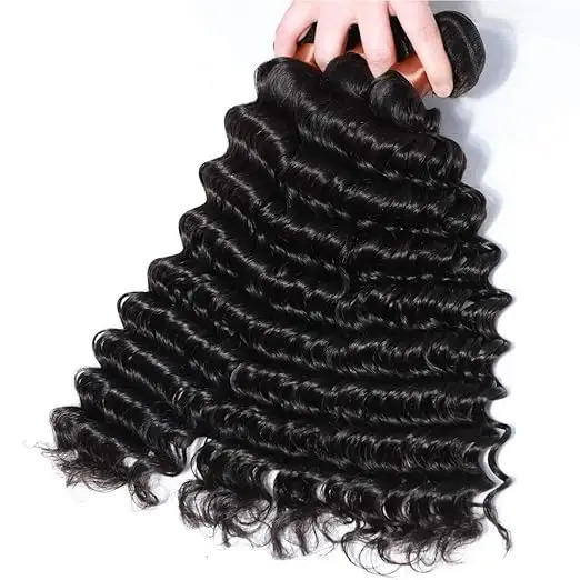 Brazilian Virgin Hair Deep Wave Bundles Unprocessed Virgin Human Hair Extension Deep Curly Hair Weave  (18 20 22 Inch)