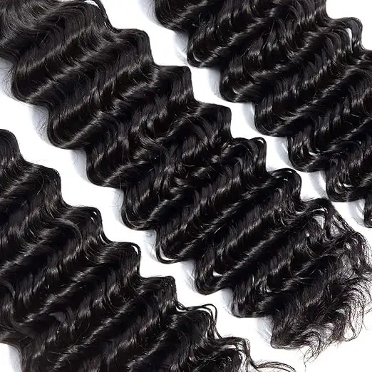 Brazilian Virgin Hair Deep Wave Bundles Unprocessed Virgin Human Hair Extension Deep Curly Hair Weave  (18 20 22 Inch)
