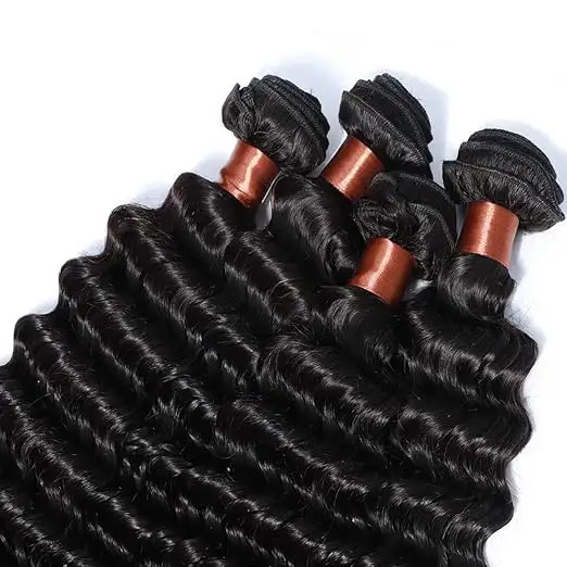 Brazilian Virgin Hair Deep Wave Bundles Unprocessed Virgin Human Hair Extension Deep Curly Hair Weave  (18 20 22 Inch)
