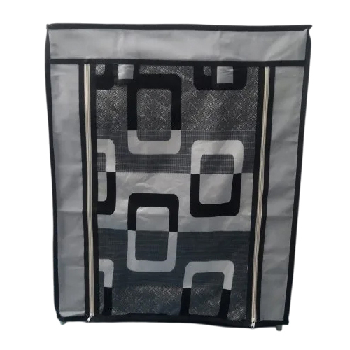 Printed Shoe Rack Cover - Color: Black