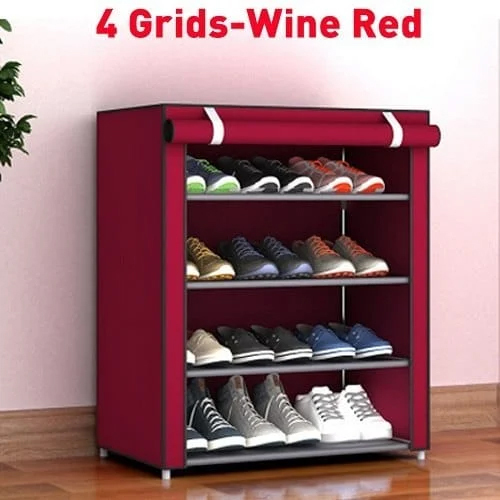 4 Grids Red Shoe Rack Cover - Feature: High Quality