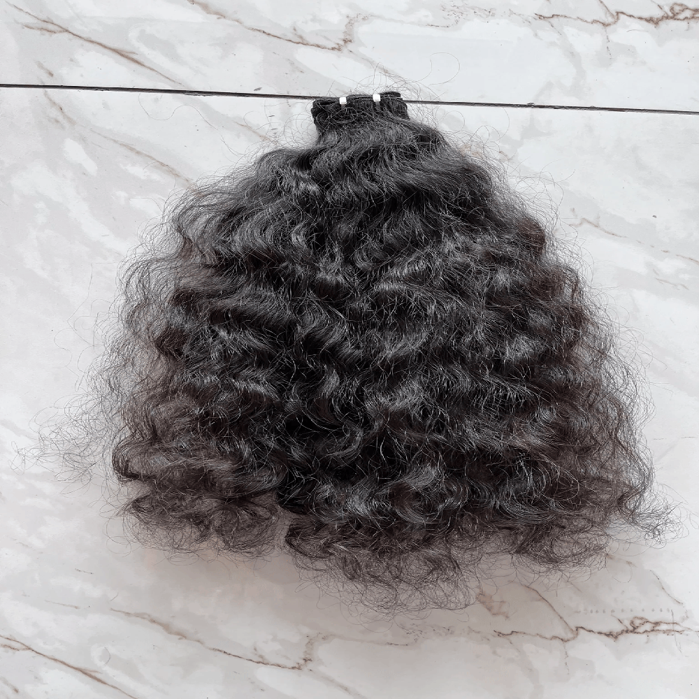 100% Cuticle Aligned Natural Curly Weft Bundle Hair Extensions