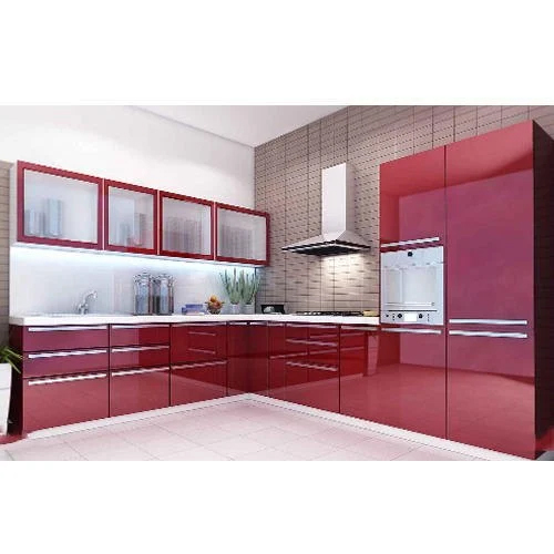 L Shape Acrylic Modular Kitchen - Color: All Color Available