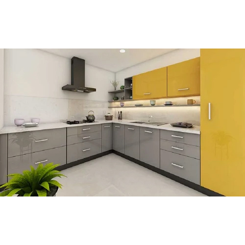 L Shape Modular Kitchen - Color: All Color Available