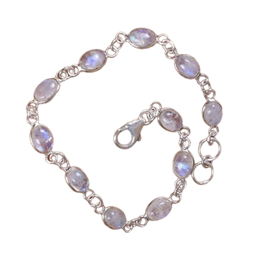 Moonstone Gemstone 925 Sterling Silver Bracelet - Color: Different Available