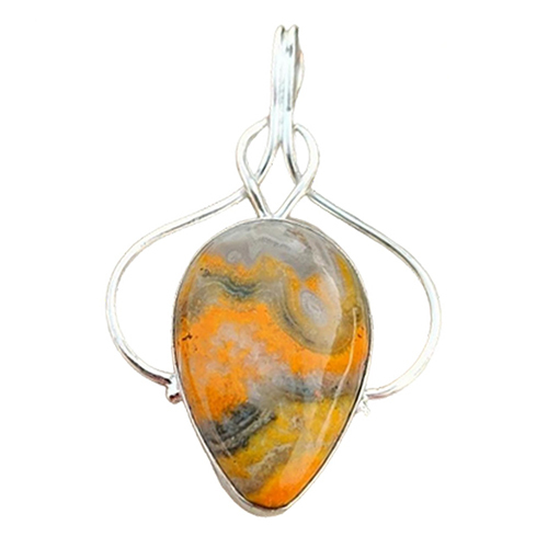 Bumblebee Jasper Gemstone 925 Sterling Silver Pendant - Color: Different Available