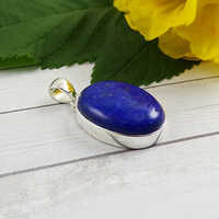 Lapis Lazuli Oval Shape Gemstone 925 Sterling Silver Pendant